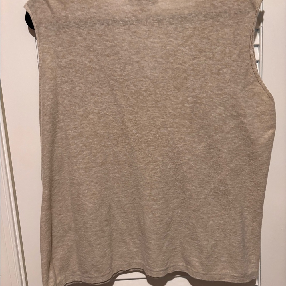 Sigrid Olsen Sleeveless V-Neck Tank in Light Taupe - Picture 4 of 4